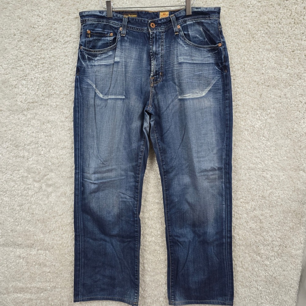 AG Adriano Goldschmied Prime Jeans Mens 36x34 (fits 34x31) Blue Straight Leg USA